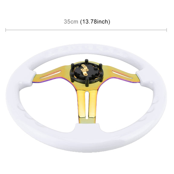 Car Colorful Modified Racing Sport Horn Button Steering Wheel, Diameter: 35cm(White)