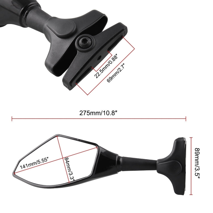 Motorcycle Modified Rear View Mirror Set with Light for Kawasaki (Carbon Fiber Black)