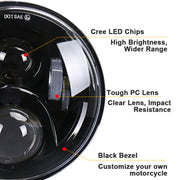 7 inch Round LED Motorcycle Headlight Modified Spotlight for Honda(Black)