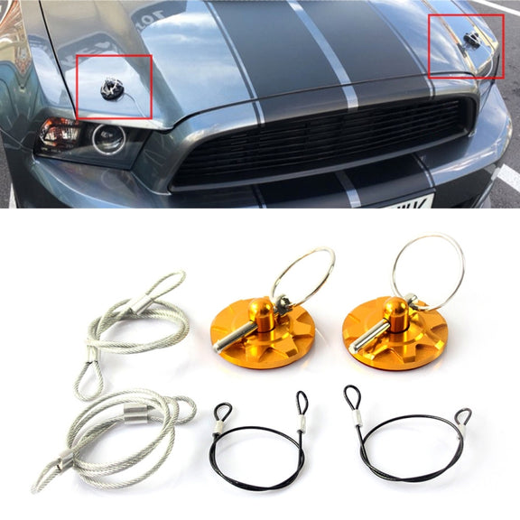 XH-6049 Car Universal Modified Racing Punch-free Aluminum Engine Hood Lock Cover(Gold)