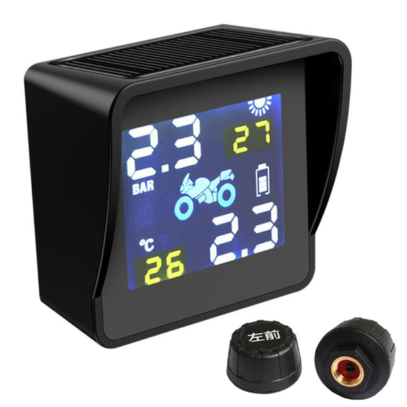 Universal Motorcycle Wireless High Precision Solar Energy TPMS Tire Pressure Alarm System External Tire Monitor