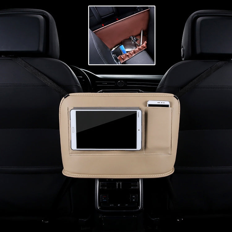 Car Front Seat Hanging Bag Mobile Phone Storage Bag (Beige)