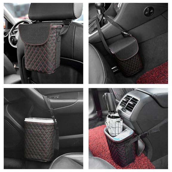 Car Back Seat Hook Garbage Can Car Storage Box (Black)