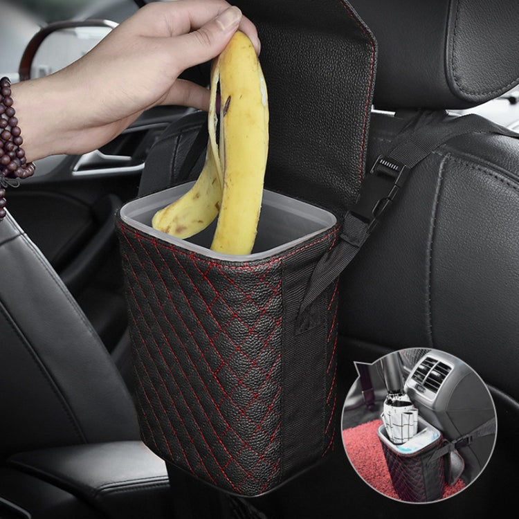 Car Back Seat Hook Garbage Can Car Storage Box (Beige)