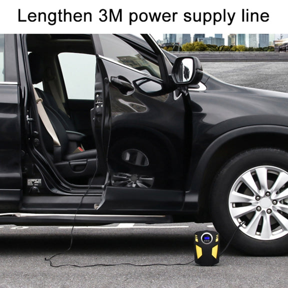 Car 12V Portable Inflatable Cylinder Pedal Digital Display Air Pump with Light & Tool Box