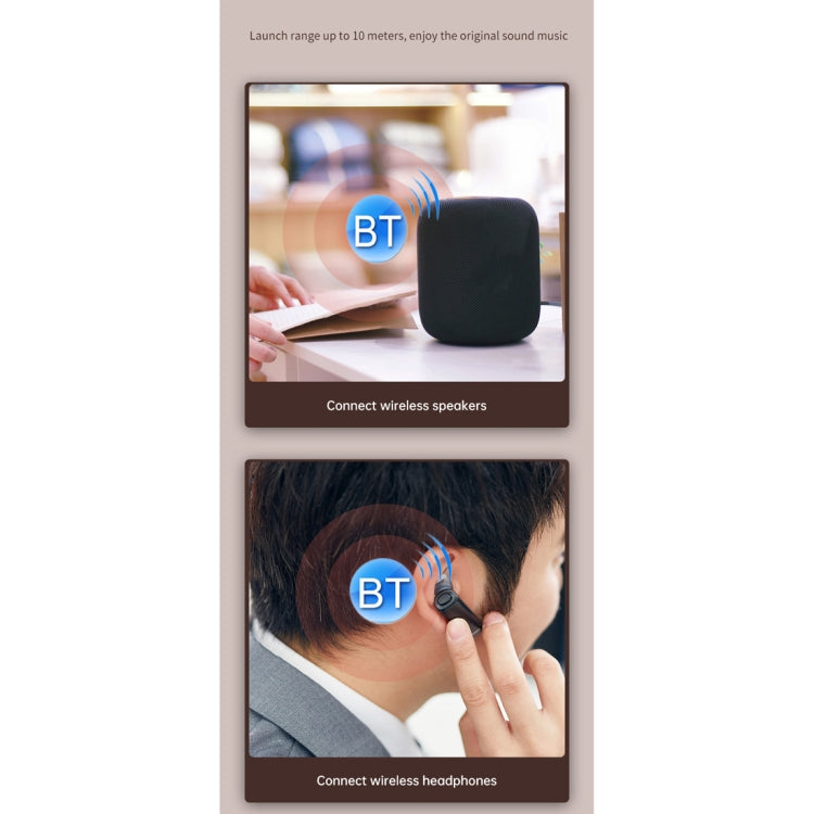 T-14 Bluetooth 5.0 2 In 1 LCD Digital Display Bluetooth Adapter Receiver Transmitter(Black)