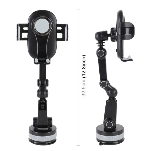 ZP-X0466 Car 360 Degree Rotating Telescopic Folding Round Suction Cup Mobile Phone Holder(Grey)
