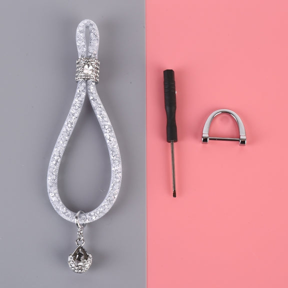Car Diamond Metal + Plastic Keychain (White)