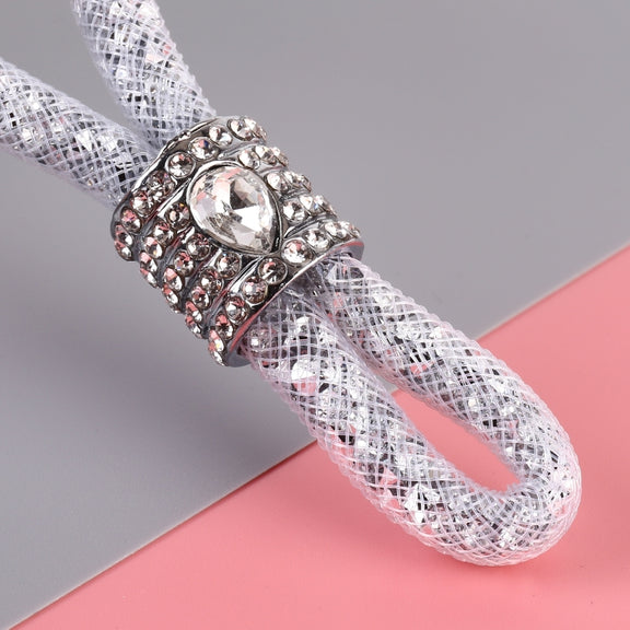 Car Diamond Metal + Plastic Keychain (White)