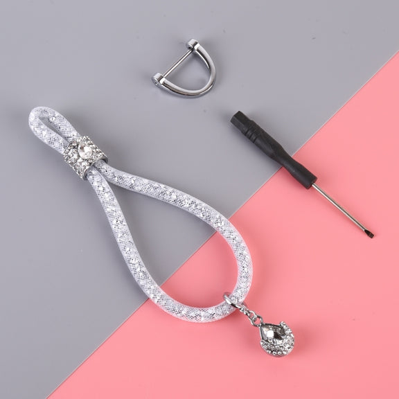 Car Diamond Metal + Plastic Keychain (White)