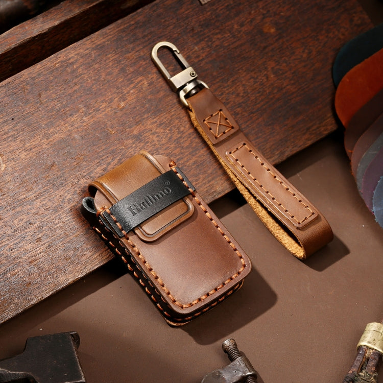 Hallmo Car Cowhide Leather Key Protective Cover Key Case for Honda Civic / Accord 2-button(Brown)