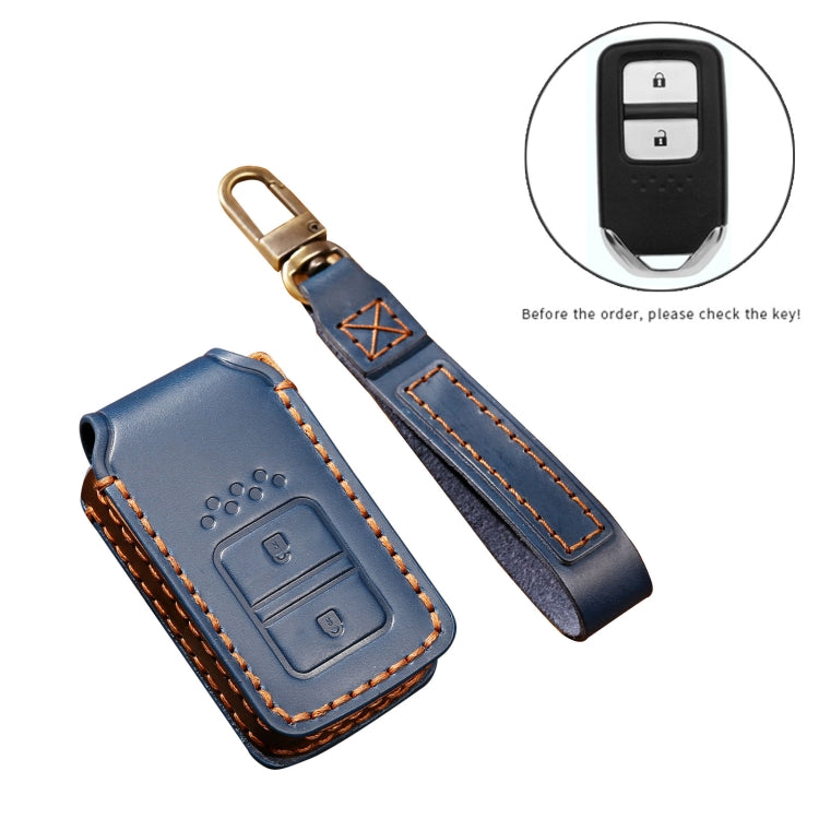 Hallmo Car Cowhide Leather Key Protective Cover Key Case for Honda Civic / Accord 2-button(Brown)