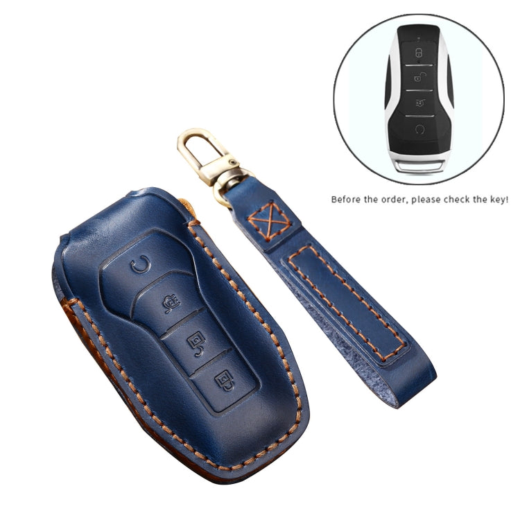 Hallmo Car Cowhide Leather Key Protective Cover Key Case for BYD(Brown)