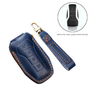 Hallmo Car Cowhide Leather Key Protective Cover Key Case for BYD(Brown)