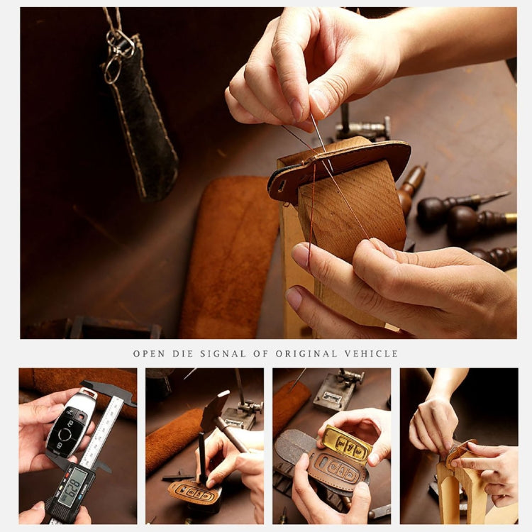 Hallmo Car Cowhide Leather Key Protective Cover Key Case for Toyota Corolla 2018 3-button(Brown)