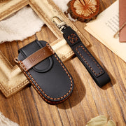 Hallmo Car Cowhide Leather Key Protective Cover Key Case for Jeep Compass(Black)