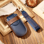 Hallmo Car Cowhide Leather Key Protective Cover Key Case for Jeep Compass(Blue)