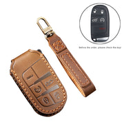 Hallmo Car Cowhide Leather Key Protective Cover Key Case for Jeep Compass(Blue)