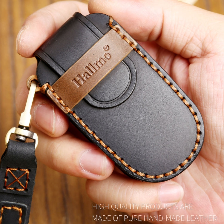 Hallmo Car Cowhide Leather Key Protective Cover Key Case for Jeep Compass(Blue)