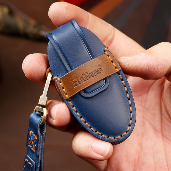 Hallmo Car Cowhide Leather Key Protective Cover Key Case for Nissan Sylphy 2-button(Brown)
