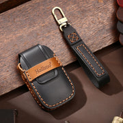 Hallmo Car Cowhide Leather Key Protective Cover Key Case for Subaru Forester(Black)