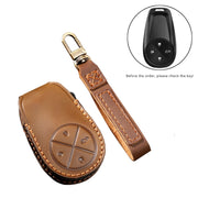 Hallmo Car Cowhide Leather Key Protective Cover Key Case for NIO ES6 / ES8(Blue)
