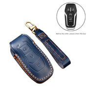 Hallmo Car Cowhide Leather Key Protective Cover Key Case for Ford Focus  A Style(Black)