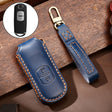 Hallmo Car Cowhide Leather Key Protective Cover Key Case for Mazda Axela 2-button(Blue) - Car Key Cases by Hallmo | Online Shopping South Africa | PMC TechLife | Buy Now Pay Later Mobicred