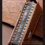 Hallmo Car Cowhide Leather Key Protective Cover Key Case for Volvo 6-button(Brown)