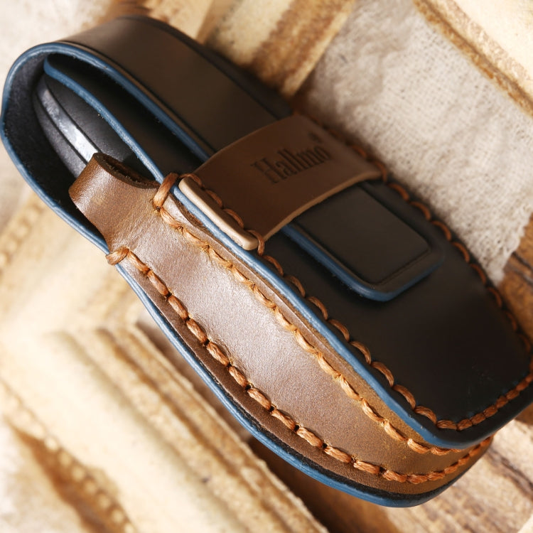 Hallmo Car Cowhide Leather Key Protective Cover Key Case for Changan CS75 Plus(Brown)
