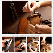 Hallmo Car Cowhide Leather Key Protective Cover Key Case for Changan CS75 Plus(Brown)