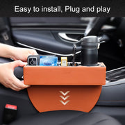 Car Multi-functional Console PU Leather Box Cup Holder Seat Gap Side Storage Box (Beige)