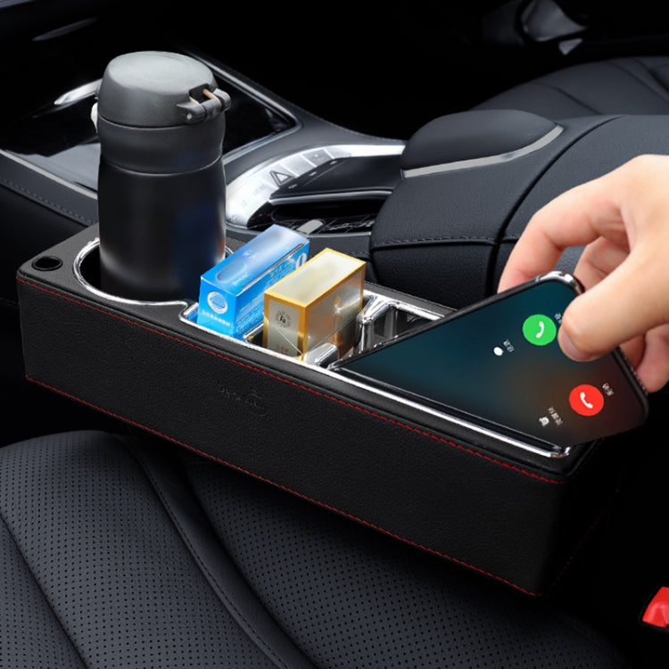 Car Multi-functional Console PU Leather Box Cup Holder Seat Gap Side Storage Box (Beige)