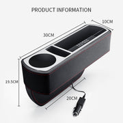 Car Multi-functional Wireless Fast Charge Console PU Leather Box Cup Holder Seat Gap Side Storage Box (Brown)