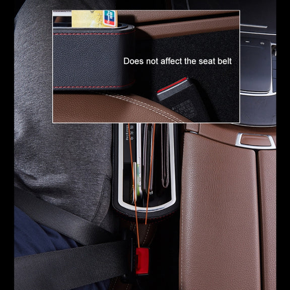 Car Multi-functional Wireless Fast Charge Console PU Leather Box Cup Holder Seat Gap Side Storage Box (Brown)