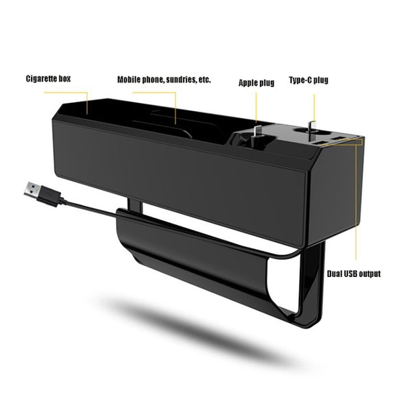 Micro USB + USB-C / Type-C + 8PIN Interface Car Multi-functional Cup Holder Seat Gap Side Storage Box