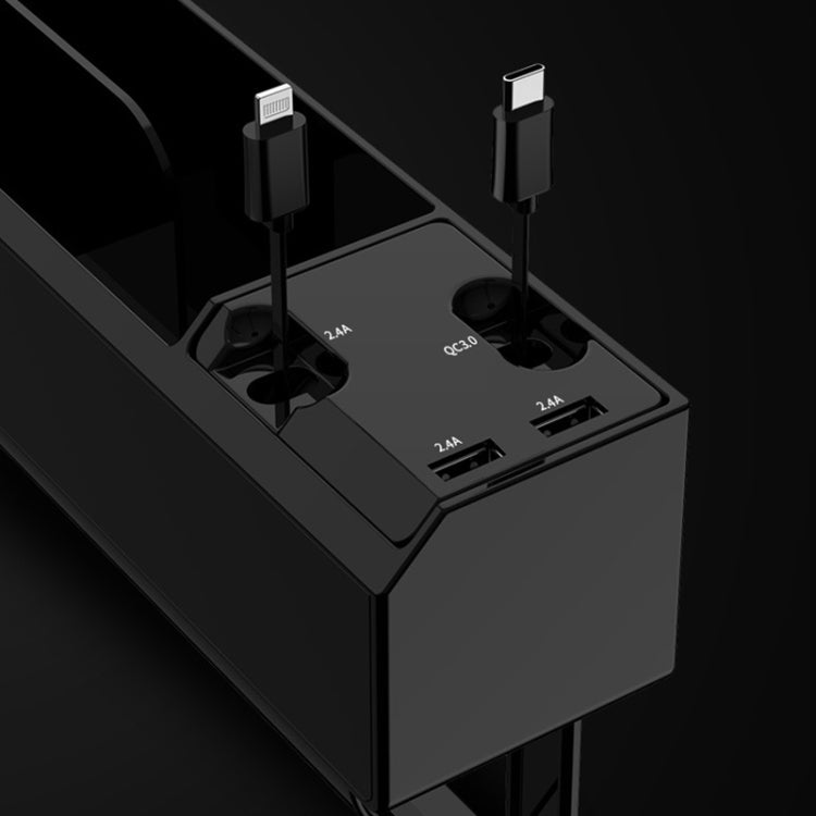 Micro USB + USB-C / Type-C + 8PIN Interface Car Multi-functional Cup Holder Seat Gap Side Storage Box