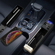 Micro USB + USB-C / Type-C + 8PIN Interface Car Multi-functional Cup Holder Seat Gap Side Storage Box