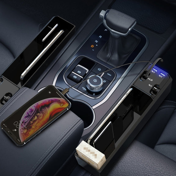 Micro USB + USB-C / Type-C + 8PIN Interface Car Multi-functional Cup Holder Seat Gap Side Storage Box