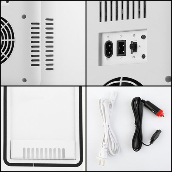 8L 37-48W Tempered Glass Panel Car / Home Mini Refrigerator US Plug(Silver)