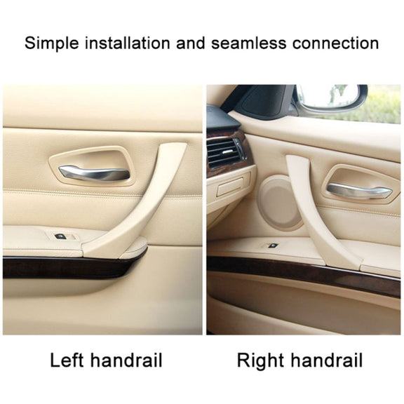 Car Right Side Inner Armrest Door Handle Assembly for BMW E90 2005-2012, Left and Right Drive Universal (Beige)