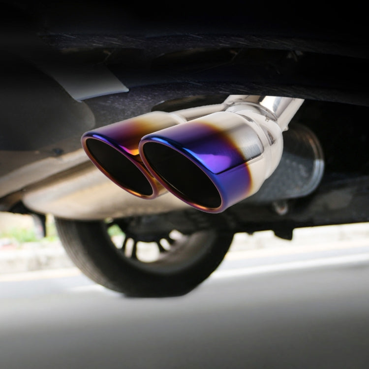 Universal Car Styling Stainless Steel Elbow Exhaust Tail Muffler Tip Pipe, Inside Diameter: 7.2cm (Blue)