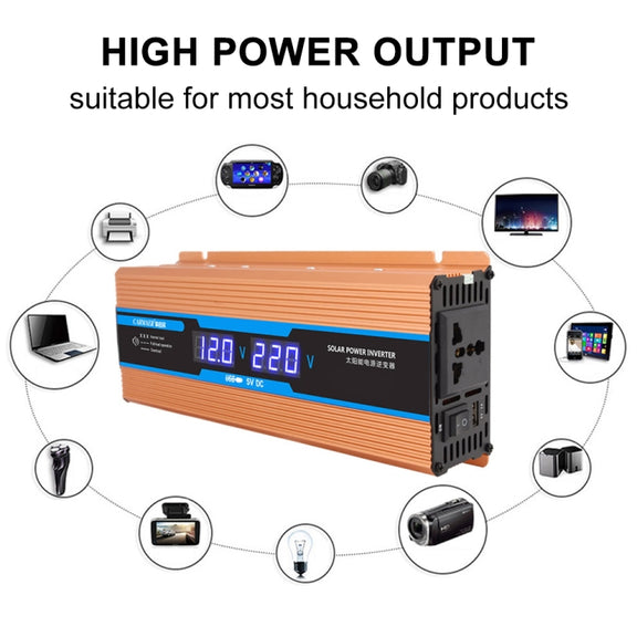 Carmaer Modified Sine Wave 24V to 220V 1600W Car Multi-function Double Digital Display Inverter Household Power Converter