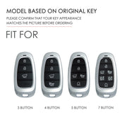 Hallmo Car Cowhide Leather Key Protective Cover Key Case for Hyundai 5-button(Blue)