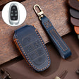 Hallmo Car Cowhide Leather Key Protective Cover Key Case for Hyundai 6-button(Blue) - Car Key Cases by Hallmo | Online Shopping South Africa | PMC TechLife | Buy Now Pay Later Mobicred