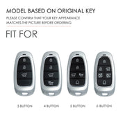 Hallmo Car Cowhide Leather Key Protective Cover Key Case for Hyundai 6-button(Blue)