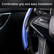 Car Universal Carbon Fiber Texture Leather Steering Wheel Cover (Blue)