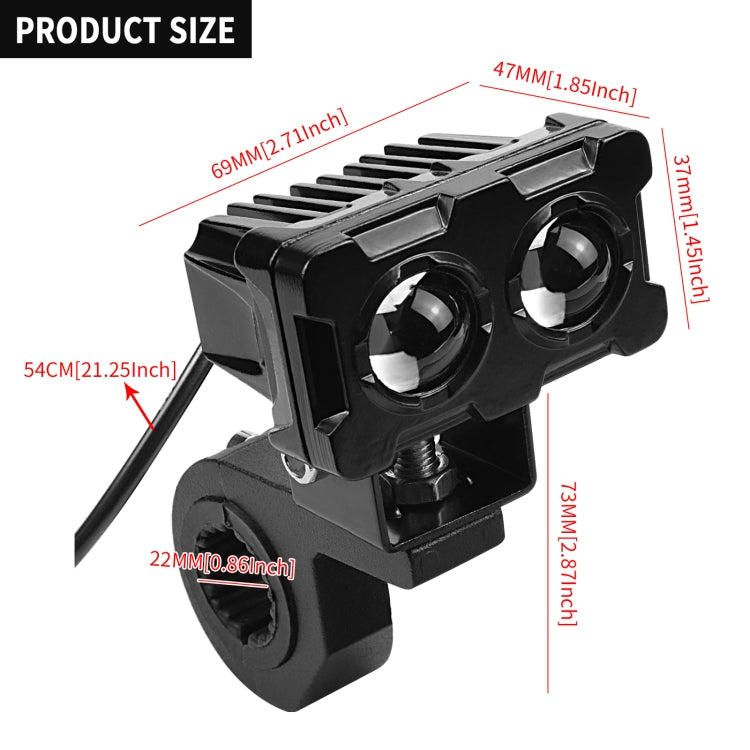 ZH-1583A1 External Water-resistant Double Lamp Bead LED Headlight Square Dragon Button Type