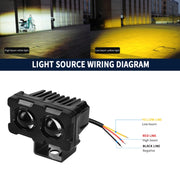 ZH-1583A1 External Water-resistant Double Lamp Bead LED Headlight Square Dragon Button Type