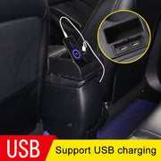 Car Multi-functional Dual USB Armrest Box Booster Pad, Microfiber Leather Curved Type (Black)